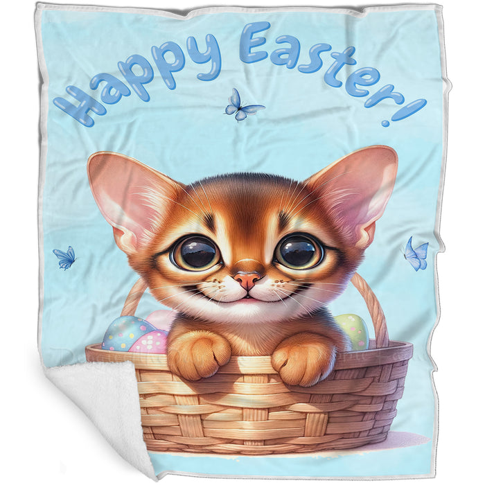 Easter Egg Hunt Abyssinian Cat Happy Easter Holiday Blanket EGHNTBLK002