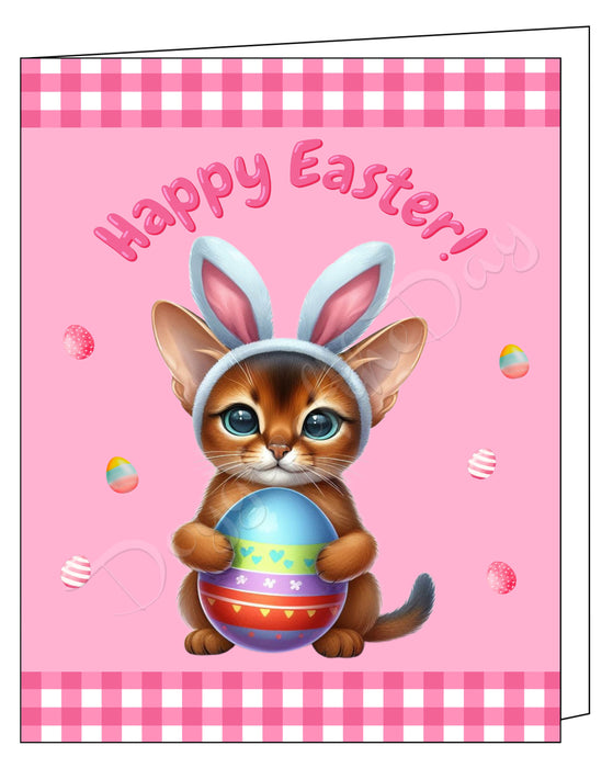 Abyssinian Cat Easter Day Greeting Cards and Note Cards with Envelope - Easter Invitation Card with Multi Design Pack