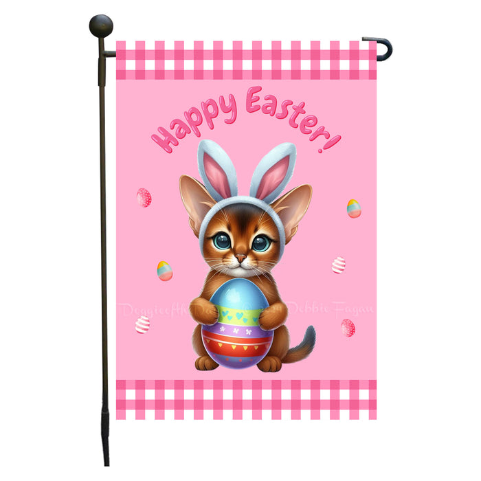 Abyssinian Cat Easter Day Garden Flags for Outdoor Decorations - Double Sided Yard Lawn Easter Festival Decorative Gift - Holiday Cats Flag Decor 12 1/2"w x 18"h