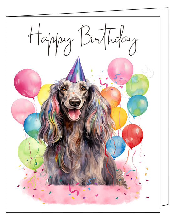 Happy Birthday Greeting Cards Afghan Hound - Cute Note Cards for Dog Lovers - Blank Inside Envelope Included, GCHB00005