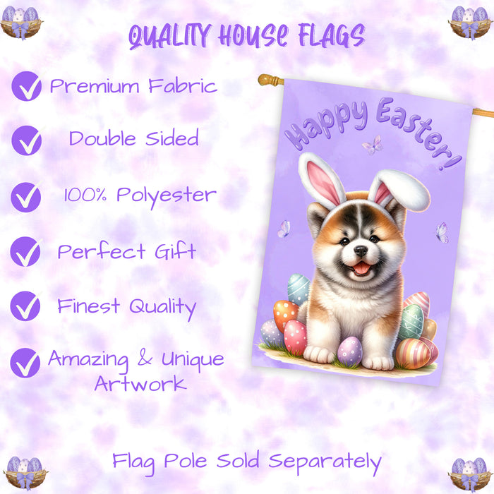 Akita Dog Easter House Flag 28 x 40 Double Sided Spring Garden Yard Decor Gift