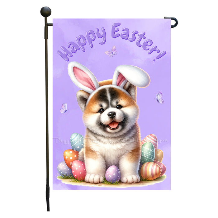 Akita Dog Happy Easter Garden Flag Puppy Bunny Ears Eggs Spring Yard Lawn Décor 12x18 Inch Single Side and Double Sided