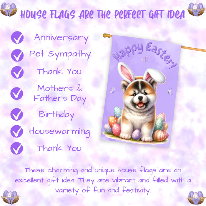 Akita Dog Easter House Flag 28 x 40 Double Sided Spring Garden Yard Decor Gift