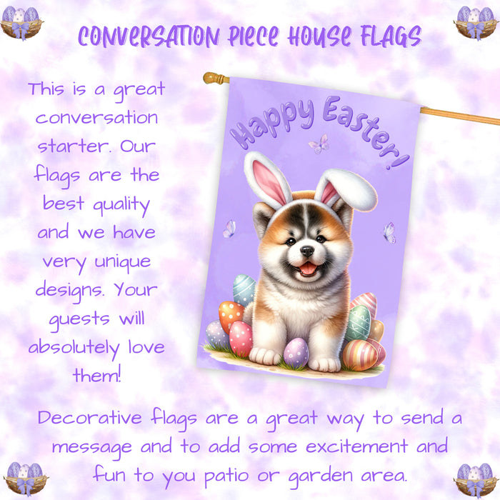 Akita Dog Easter House Flag 28 x 40 Double Sided Spring Garden Yard Decor Gift