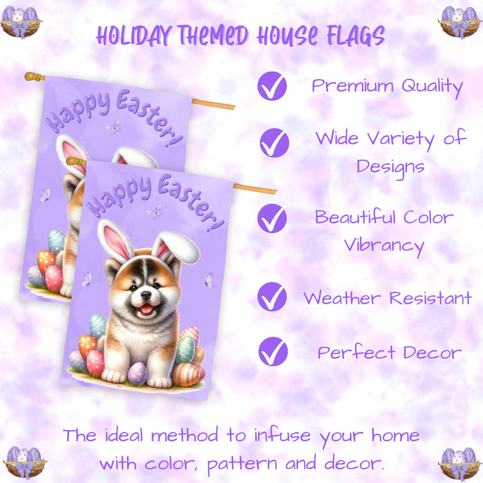 Akita Dog Easter House Flag 28 x 40 Double Sided Spring Garden Yard Decor Gift