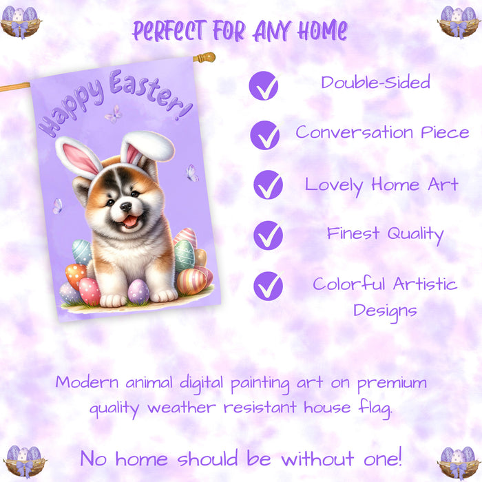 Akita Dog Easter House Flag 28 x 40 Double Sided Spring Garden Yard Decor Gift