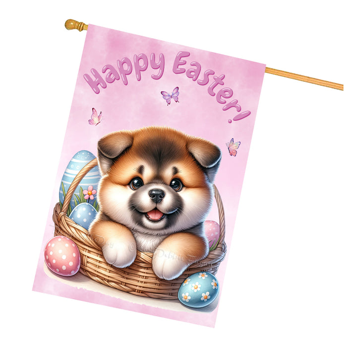 Akita Puppy Easter House Flag 28 x 40 Double Sided Spring Garden Yard Decor Dog Flag