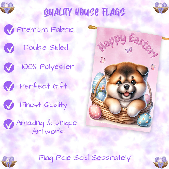 Akita Puppy Easter House Flag 28 x 40 Double Sided Spring Garden Yard Decor Dog Flag