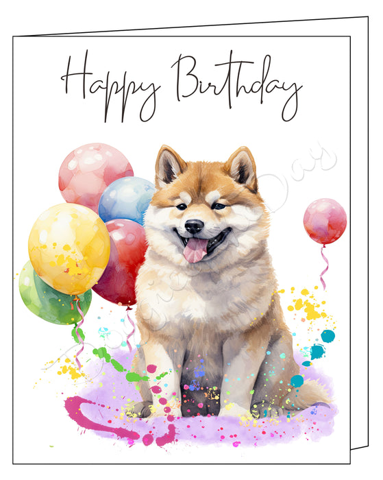 Happy Birthday Greeting Cards Akita - Cute Note Cards for Dog Lovers - Blank Inside Envelope Included, GCHB00006