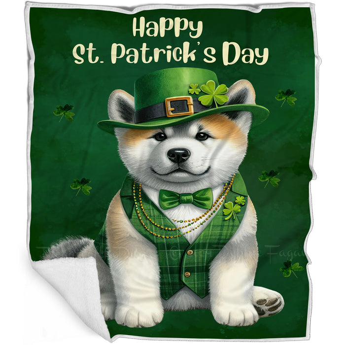 Akita St. Patrick's Irish Dog Blanket, Irish Woof Warmth, Fleece, Woven,Sherpa