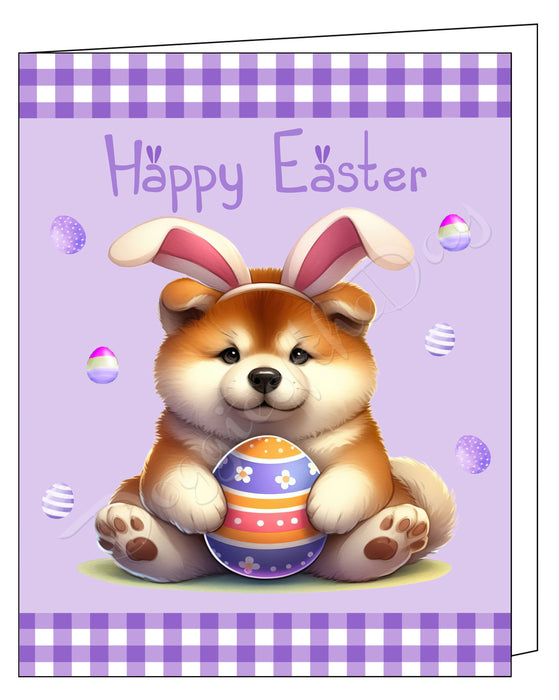 Akita Dog Easter Day Greeting Cards and Note Cards with Envelope - Easter Invitation Card with Multi Design Pack