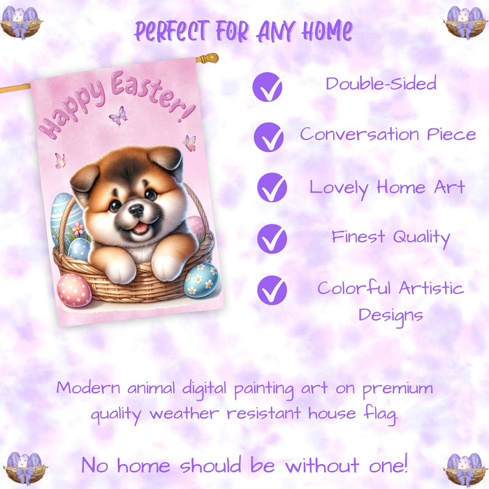Akita Puppy Easter House Flag 28 x 40 Double Sided Spring Garden Yard Decor Dog Flag