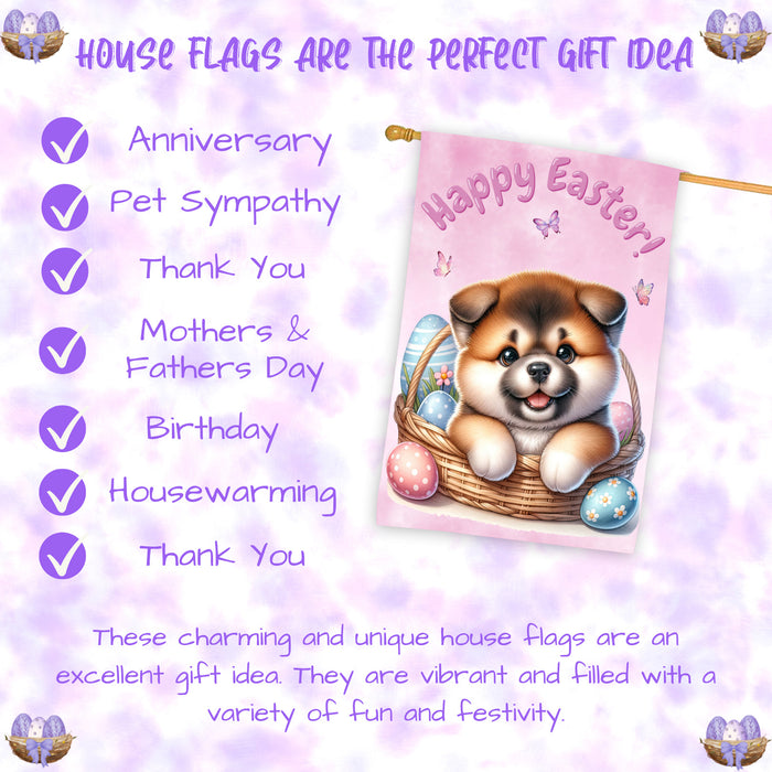 Akita Puppy Easter House Flag 28 x 40 Double Sided Spring Garden Yard Decor Dog Flag