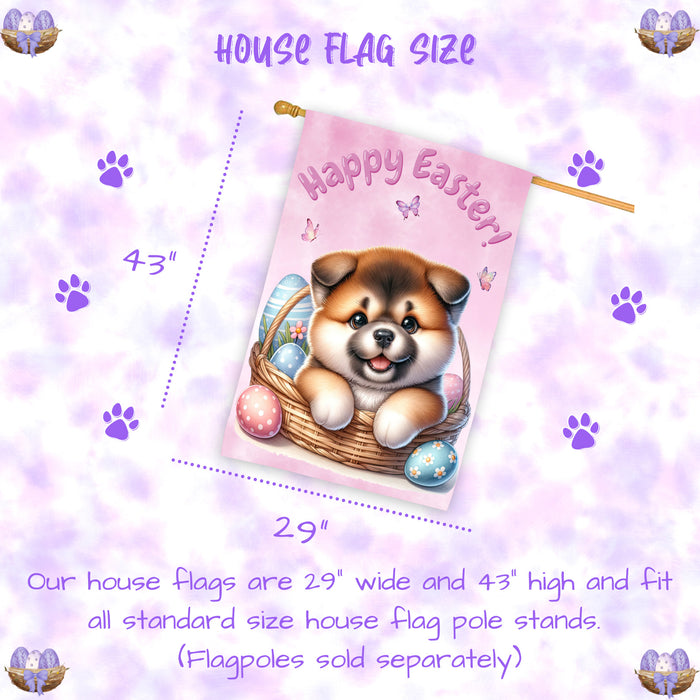 Akita Puppy Easter House Flag 28 x 40 Double Sided Spring Garden Yard Decor Dog Flag