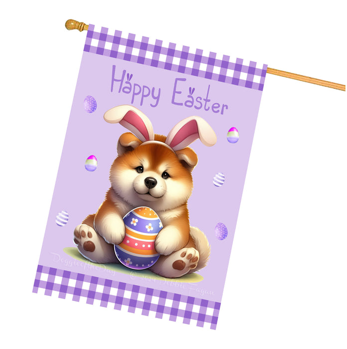 Akita Dog Easter Day House Flags with Multi Design - Double Sided Easter Festival Gift for Home Decoration  - Holiday Dogs Flag Decor 28" x 40"