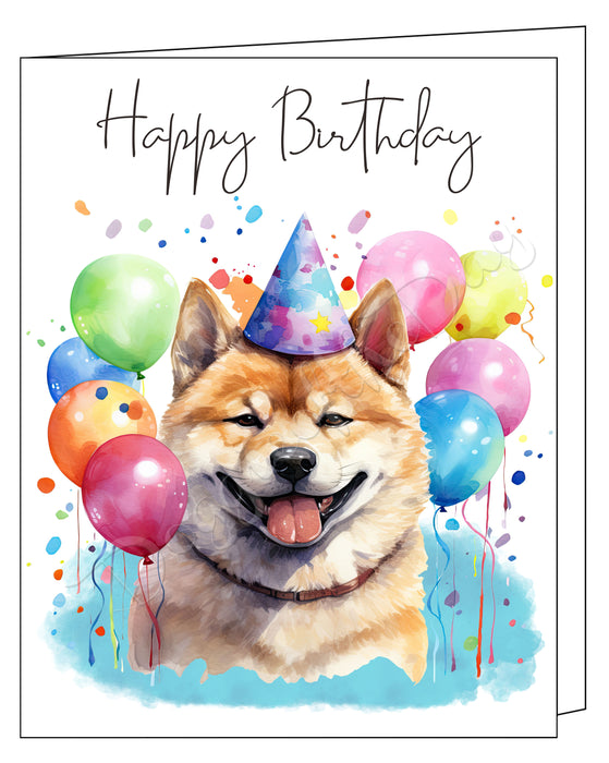 Happy Birthday Greeting Cards Akita - Cute Note Cards for Dog Lovers - Blank Inside Envelope Included, GCHB00007