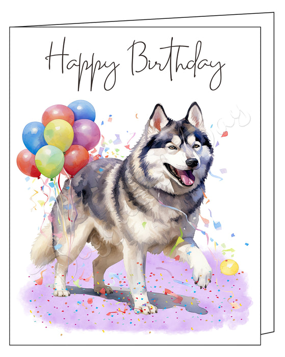 Happy Birthday Greeting Cards Alaskan Malamute - Cute Note Cards for Dog Lovers - Blank Inside Envelope Included, GCHB00013