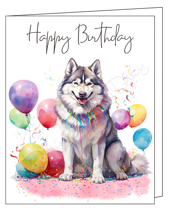 Happy Birthday Greeting Cards Alaskan Malamute - Cute Note Cards for Dog Lovers - Blank Inside Envelope Included, GCHB00008