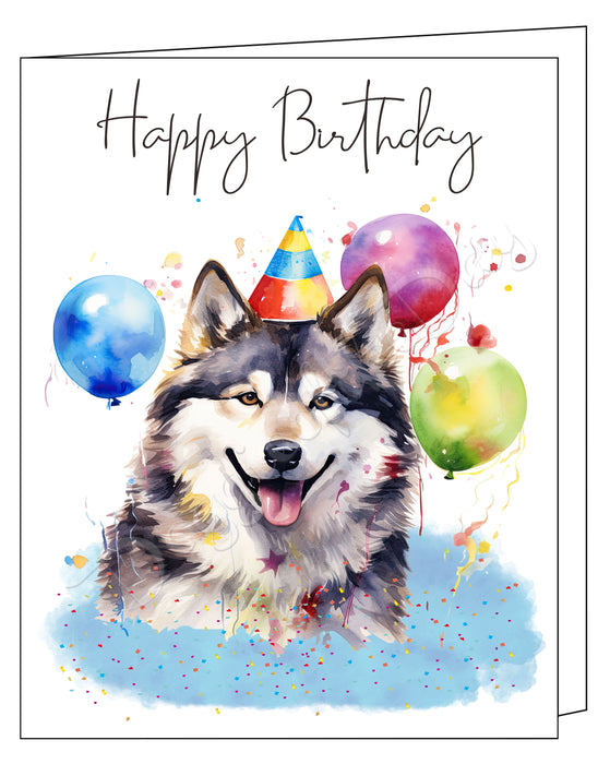 Happy Birthday Greeting Cards Alaskan Malamute - Cute Note Cards for Dog Lovers - Blank Inside Envelope Included, GCHB00010