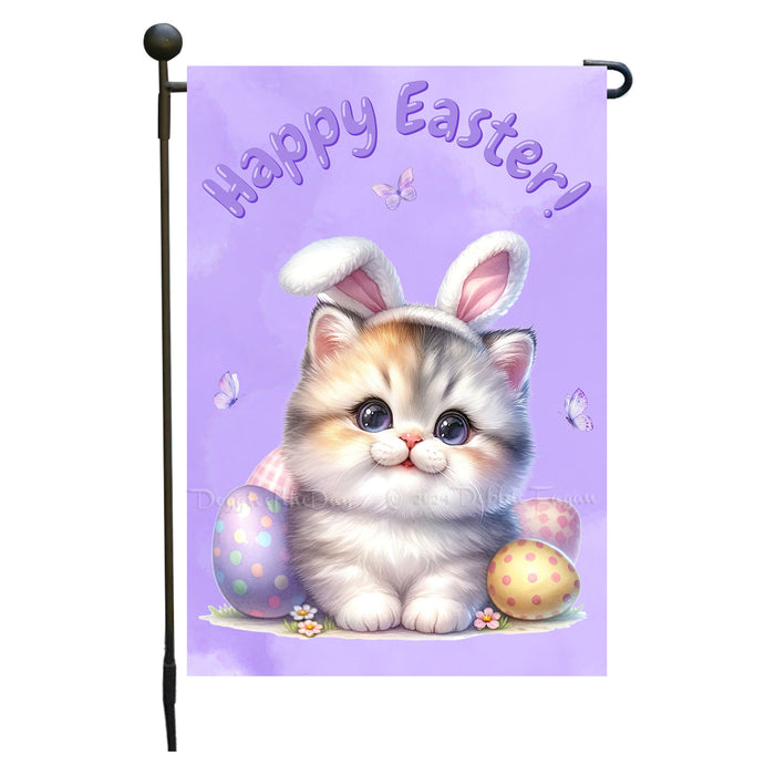 Easter American Shorthair Cat Garden Flag, Cute Happy Easter, Egg Hunt Basket, Personalized Double Sided Flag Yard Outdoor Decoration, EGHNT00003