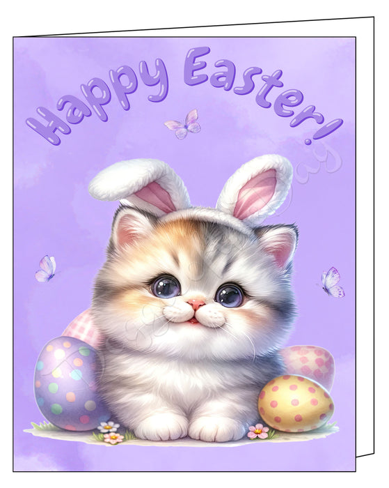 Happy Easter American Shorthair Cat Greeting Cards, Spring Holiday Notecards Blank Inside Envelopes Included, Unique Easter Egg Cards for Cat Lovers