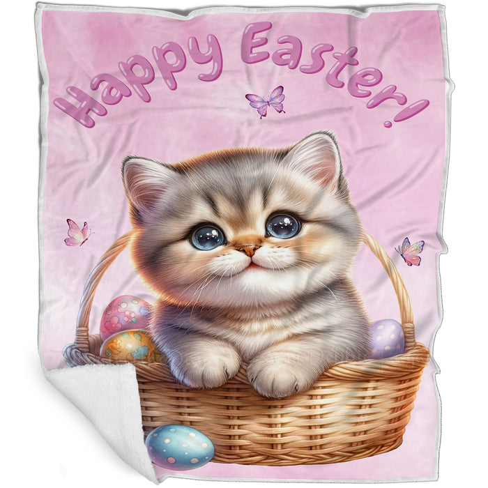 Easter Egg Hunt American Shorthair Cat Happy Easter Holiday Blanket EGHNTBLK004