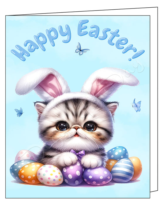 Happy Easter American Shorthair Cat Greeting Cards, Spring Holiday Notecards Blank Inside Envelopes Included, Unique Easter Egg Cards for Cat Lovers