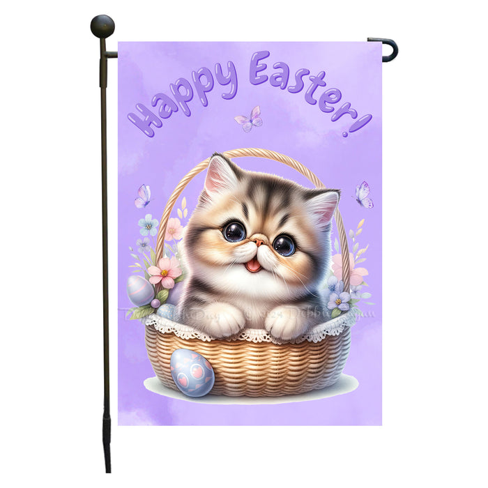 Easter American Shorthair Cat Garden Flag, Cute Happy Easter, Egg Hunt Basket, Personalized Double Sided Flag Yard Outdoor Decoration, EGHNT00006
