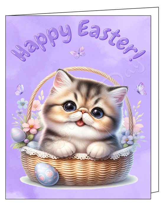 Happy Easter American Shorthair Cat Greeting Cards, Spring Holiday Notecards Blank Inside Envelopes Included, Unique Easter Egg Cards for Cat Lovers
