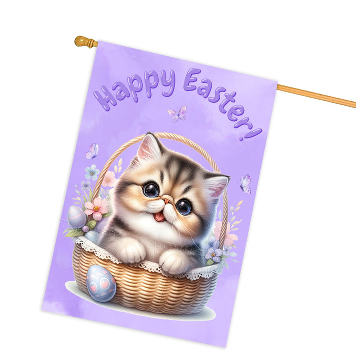 Happy Easter American Shorthair Cat, Egg Hunt House Flags for Home Decorations - Double Sided Yard Lawn Easter Festival Decorative Gift - Holiday Cats Flag Decor 28"w x 40"h, EGHNT00006