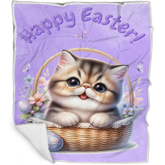 Easter Egg Hunt American Shorthair Cat Happy Easter Holiday Blanket EGHNTBLK006