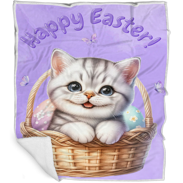 Easter Egg Hunt American Shorthair Cat Happy Easter Holiday Blanket EGHNTBLK009
