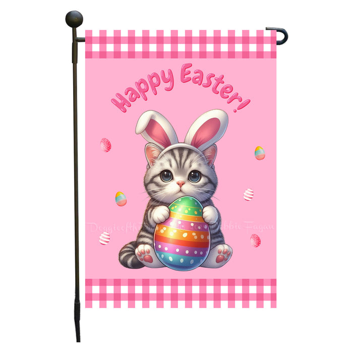 American Shorthair Cat Easter Day Garden Flags for Outdoor Decorations - Double Sided Yard Lawn Easter Festival Decorative Gift - Holiday Cats Flag Decor 12 1/2"w x 18"h