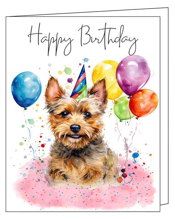 Happy Birthday Greeting Cards Australian Terrier - Cute Note Cards for Dog Lovers - Blank Inside Envelope Included, GCHB00028
