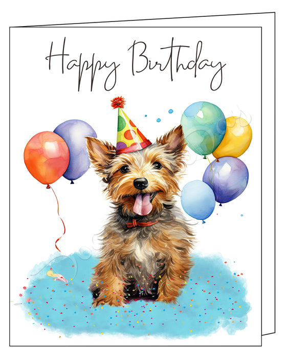 Happy Birthday Greeting Cards Australian Terrier - Cute Note Cards for Dog Lovers - Blank Inside Envelope Included, GCHB00027