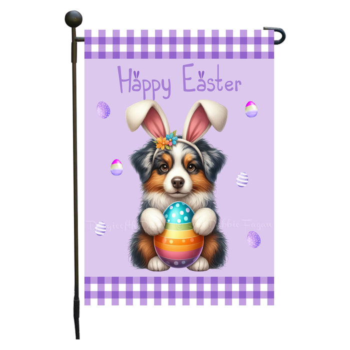 Australian Shepherd Dog Easter Day Garden Flags for Outdoor Decorations - Double Sided Yard Lawn Easter Festival Decorative Gift - Holiday Dogs Flag Decor 12 1/2"w x 18"h