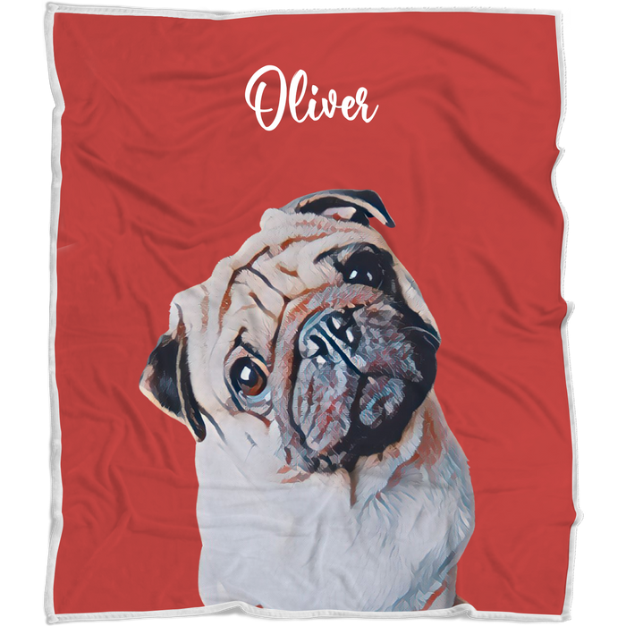 Custom Dog Blanket, Personalized Pet Photo Cat Portrait Memorial, Customized Cute Gift for Fur Parents