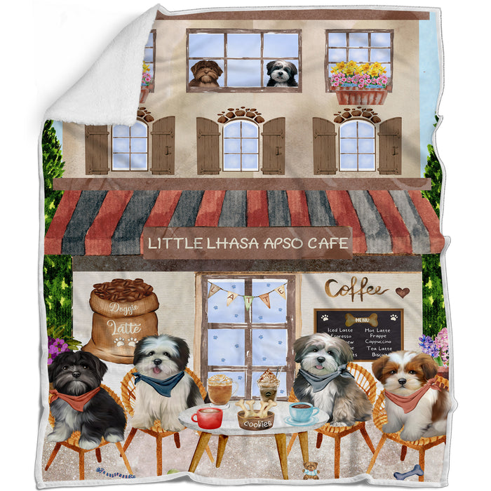 Little Lhasa Apso Cafe Blanket - Lightweight Soft Cozy and Durable Bed Blanket - Animal Theme Fuzzy Blanket for Sofa Couch