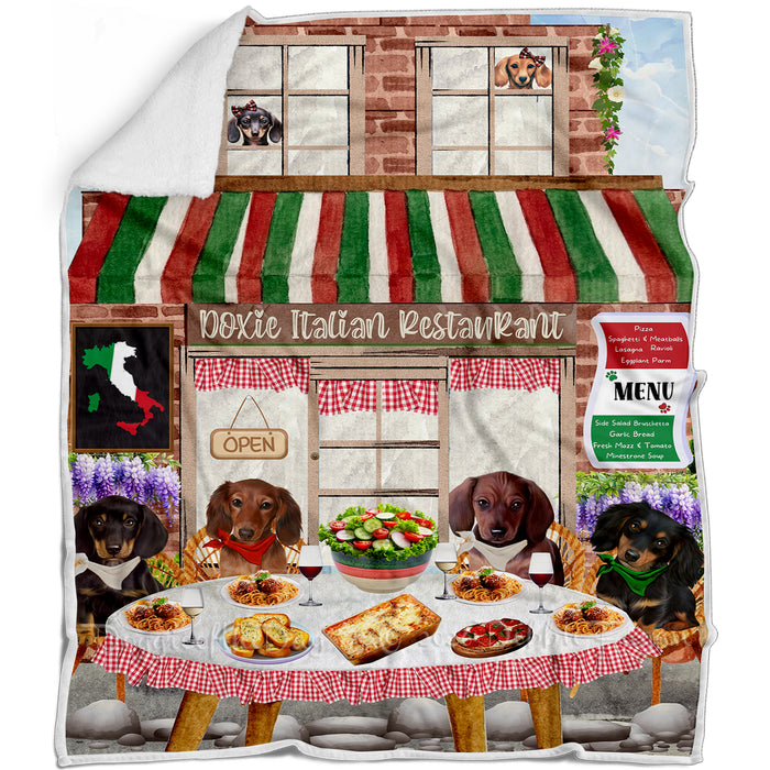 Doxie Italian Restaurant Dachshund Dogs Blanket, Soft Cozy and Durable Bed Blankets, Fuzzy Blanket Gifts for Sofa Couch (Copy)