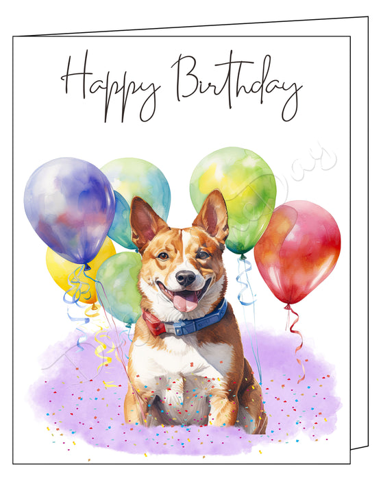 Happy Birthday Greeting Cards Basenji - Cute Note Cards for Dog Lovers - Blank Inside Envelope Included, GCHB00029