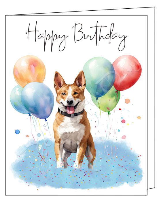 Happy Birthday Greeting Cards Basenji - Cute Note Cards for Dog Lovers - Blank Inside Envelope Included, GCHB00031