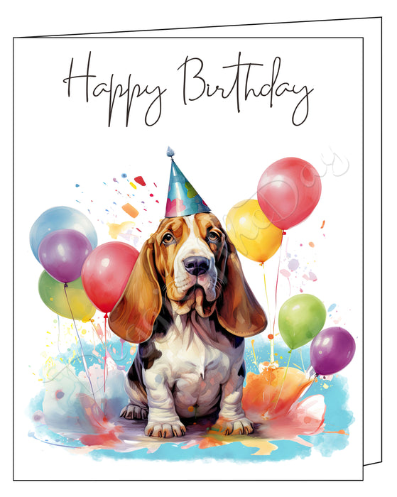 Happy Birthday Greeting Cards Basset Hound - Cute Note Cards for Dog Lovers - Blank Inside Envelope Included, GCHB00036
