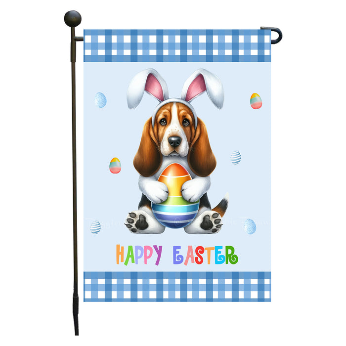 Basset Hound Dog Easter Day Garden Flags for Outdoor Decorations - Double Sided Yard Lawn Easter Festival Decorative Gift - Holiday Dogs Flag Decor 12 1/2"w x 18"h