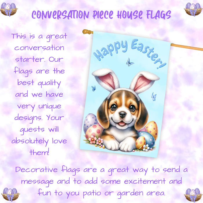 Beagle Dog Easter House Flag 28 x 40 Double Sided Spring Yard Garden Decor Gift