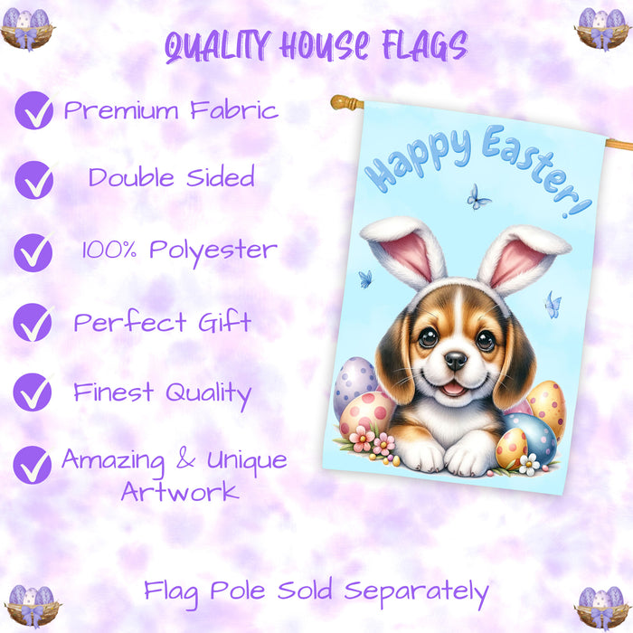 Beagle Dog Easter House Flag 28 x 40 Double Sided Spring Yard Garden Decor Gift