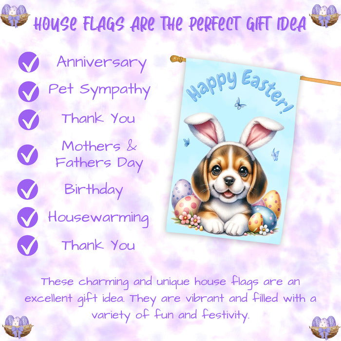 Beagle Dog Easter House Flag 28 x 40 Double Sided Spring Yard Garden Decor Gift
