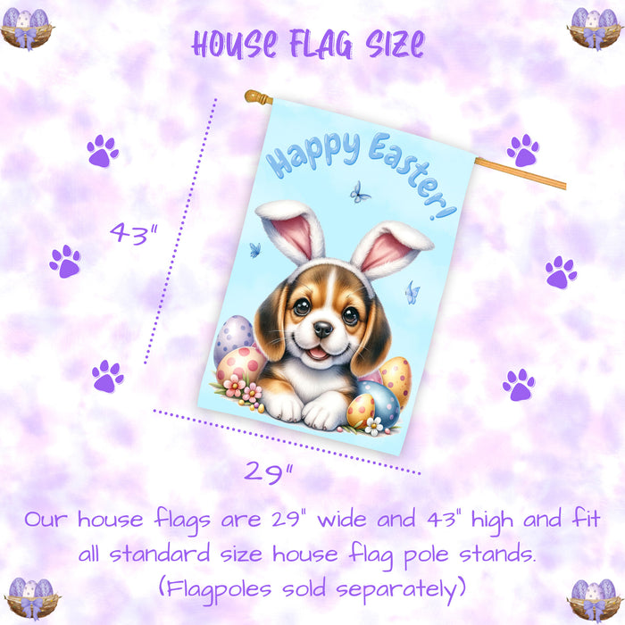 Beagle Dog Easter House Flag 28 x 40 Double Sided Spring Yard Garden Decor Gift