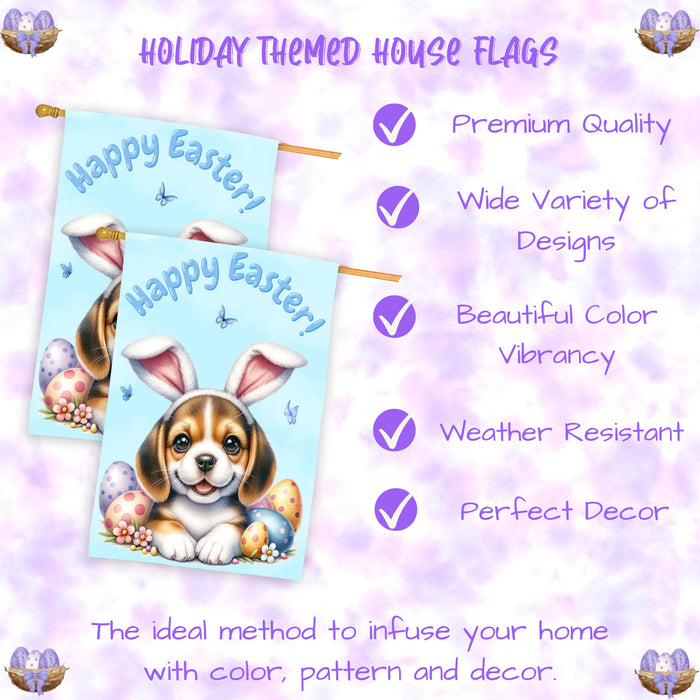 Beagle Dog Easter House Flag 28 x 40 Double Sided Spring Yard Garden Decor Gift