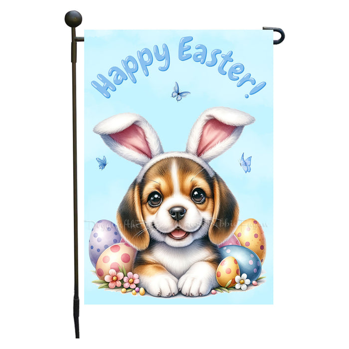 Beagle Dog Easter Gift Garden Flag Puppy Bunny Ears Eggs Spring Outdoor Décor 12x18 Inch Single Side and Double Sided