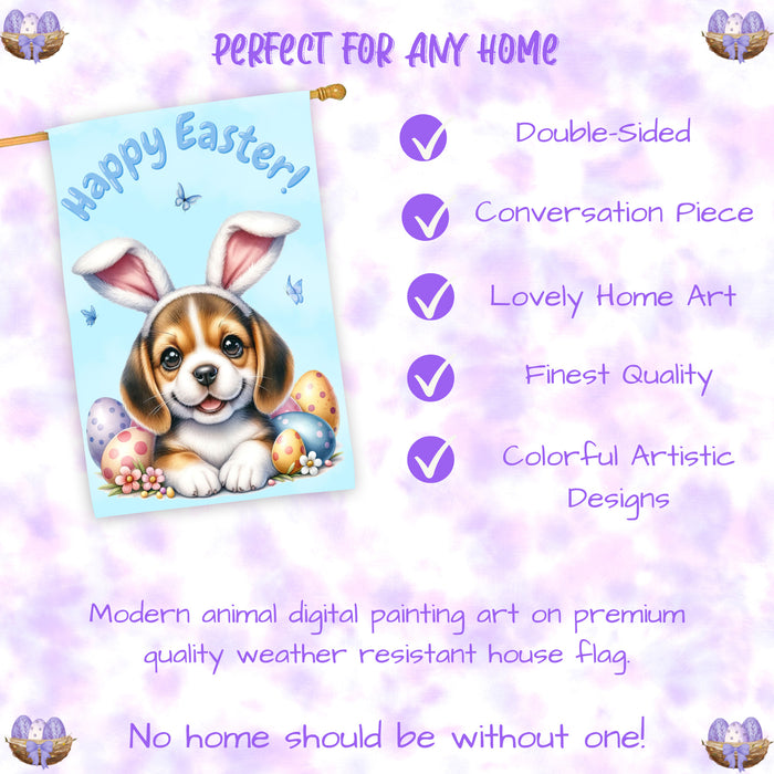 Beagle Dog Easter House Flag 28 x 40 Double Sided Spring Yard Garden Decor Gift